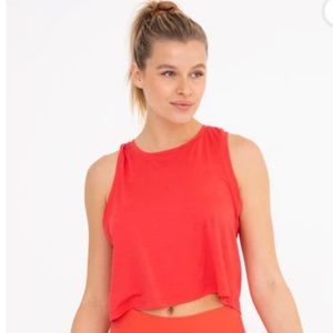 Racerback Flowy Cropped Tank Top- Poppy Red- NWT
